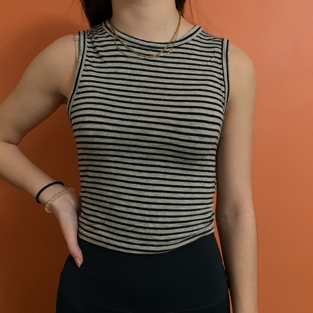 Forever 21 Black and Grey striped crop top
